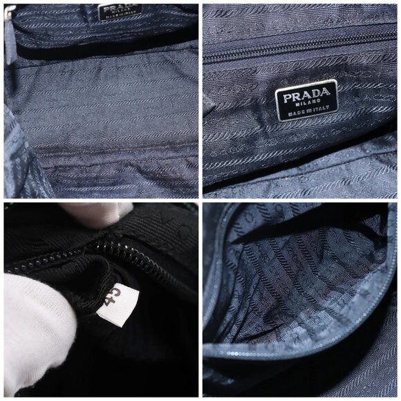 PRADA Beads Fringe Tote Bag Nylon Black Silver Auth bs30470 - Picture 15 of 16